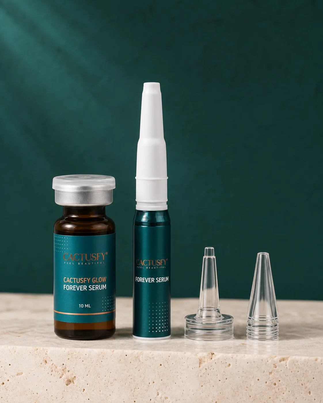 Cactusfy Glow Forever Serum vial and precision applicator detail